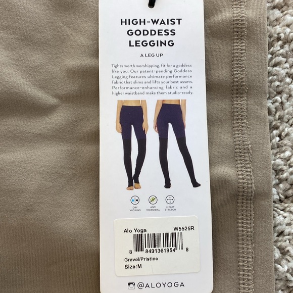 Alo Yoga High Waisted Ribbed Goddess Leggings. Brown and cream. BNWT - Picture 3 of 8